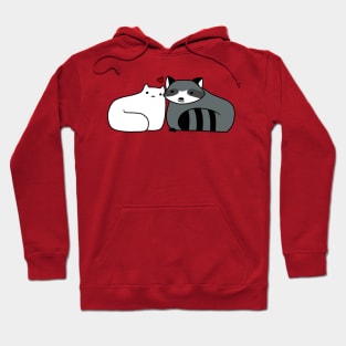 Raccoon and Cat Love Hoodie